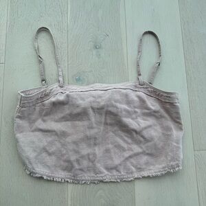 Abercrombie Tie Back Linen Crop Top Size S Pink